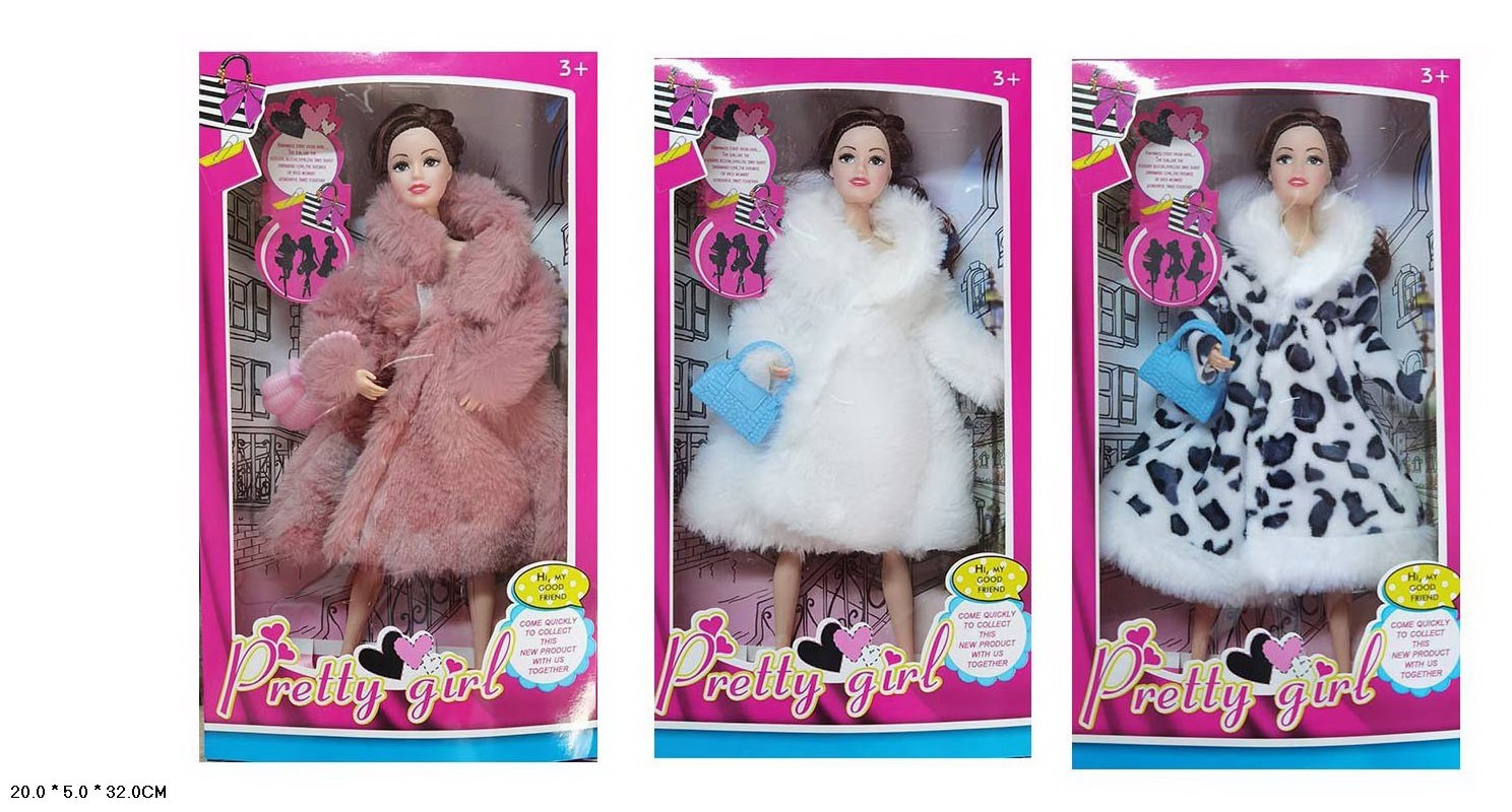 Лялька арт. RN554/RN556/RN560 (120шт/2) в хутряній шубі, мікс 3 види короб. 20*5*32см(КІ)