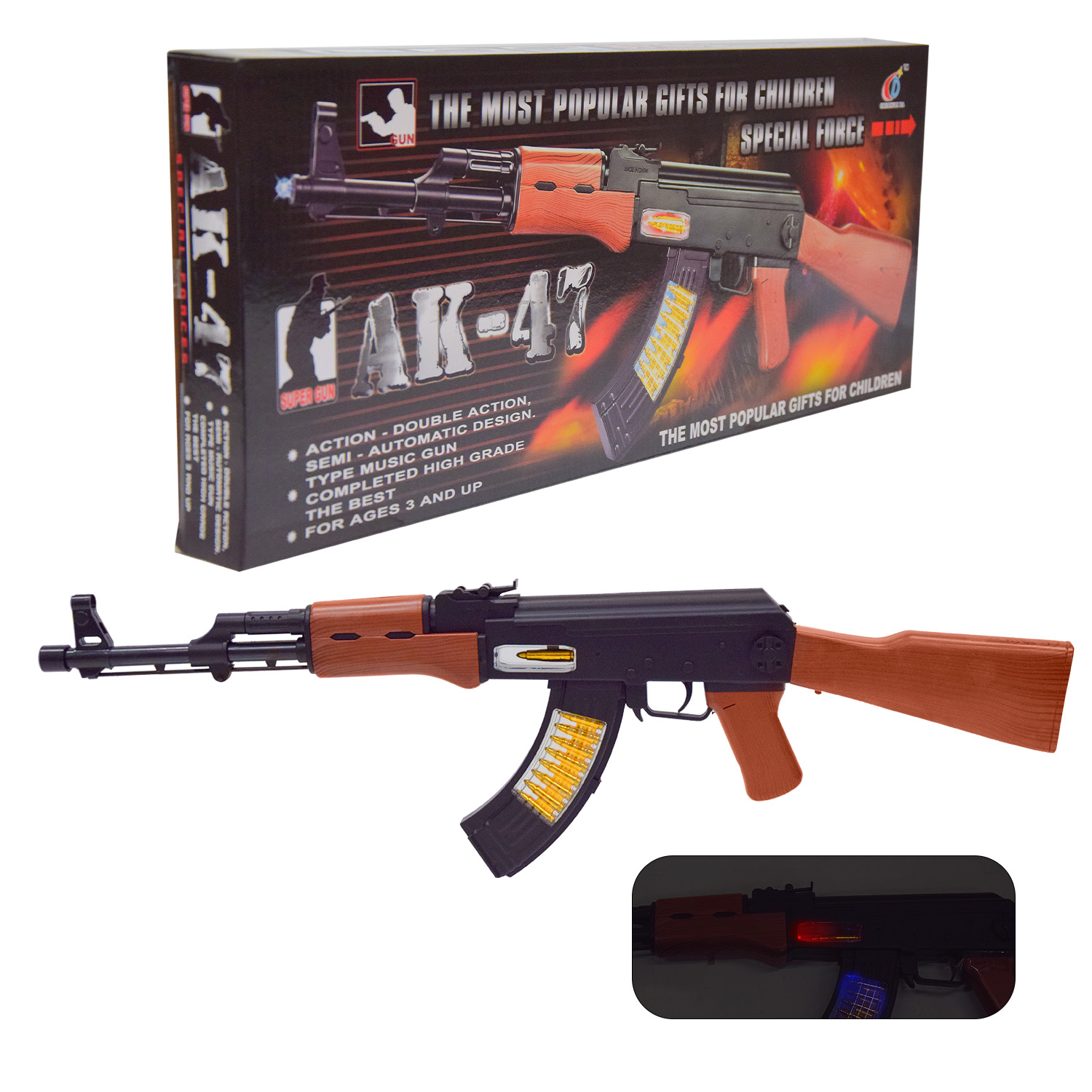 Автомат арт. 800B-1 (36шт/2)  батар. світло, короб. 5,3*21*4,5(КІ)