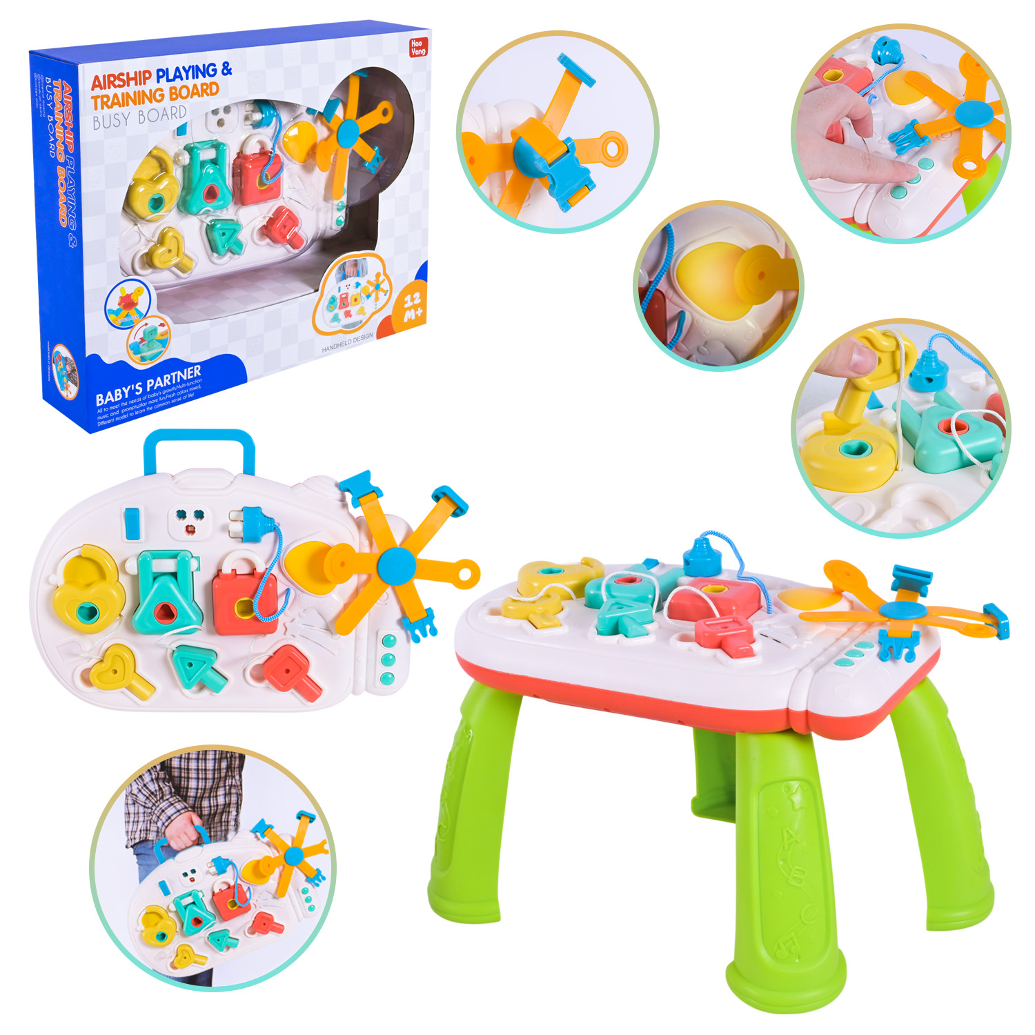 Бізіпланшет арт. N52202 (12шт) активна панель,замки,двірцята, різні форми, короб. 41,5*32,5*9см(КІ)