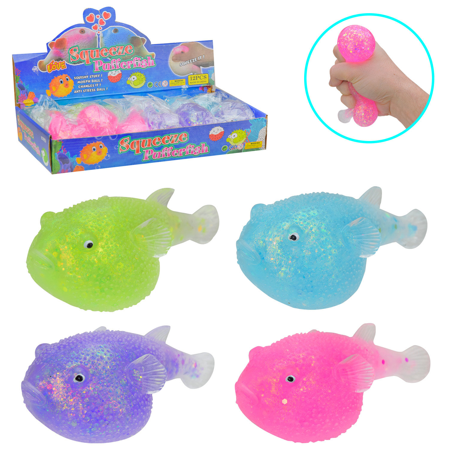 Антистрес м'ялка арт. C53877 (288шт) рибка 13см з блискітками 12шт диспл. бокс.(КІ)