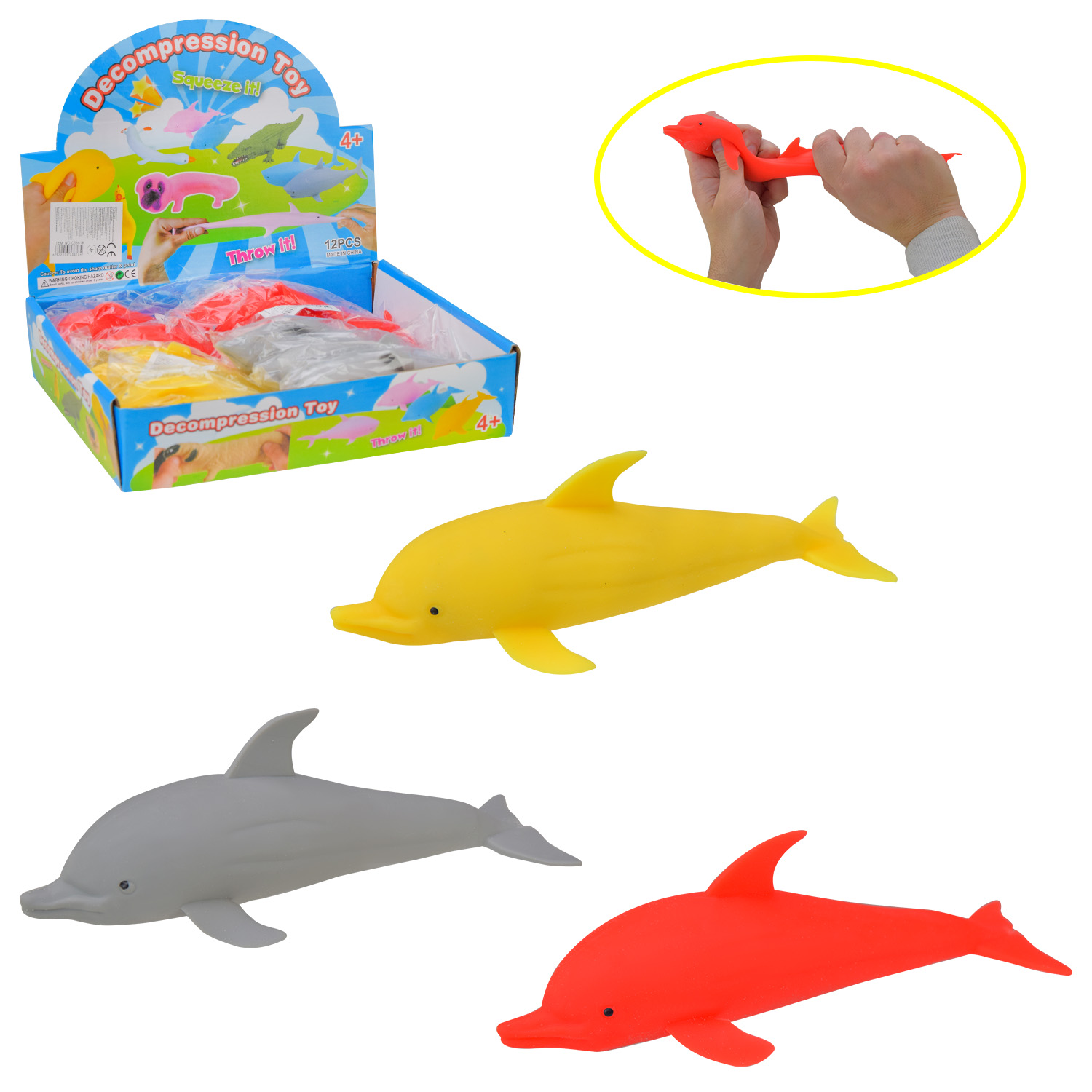 Антистрес тягучка арт. C53818 (288шт) дельфін з піском 18см 12 шт в боксі дисплей(КІ)