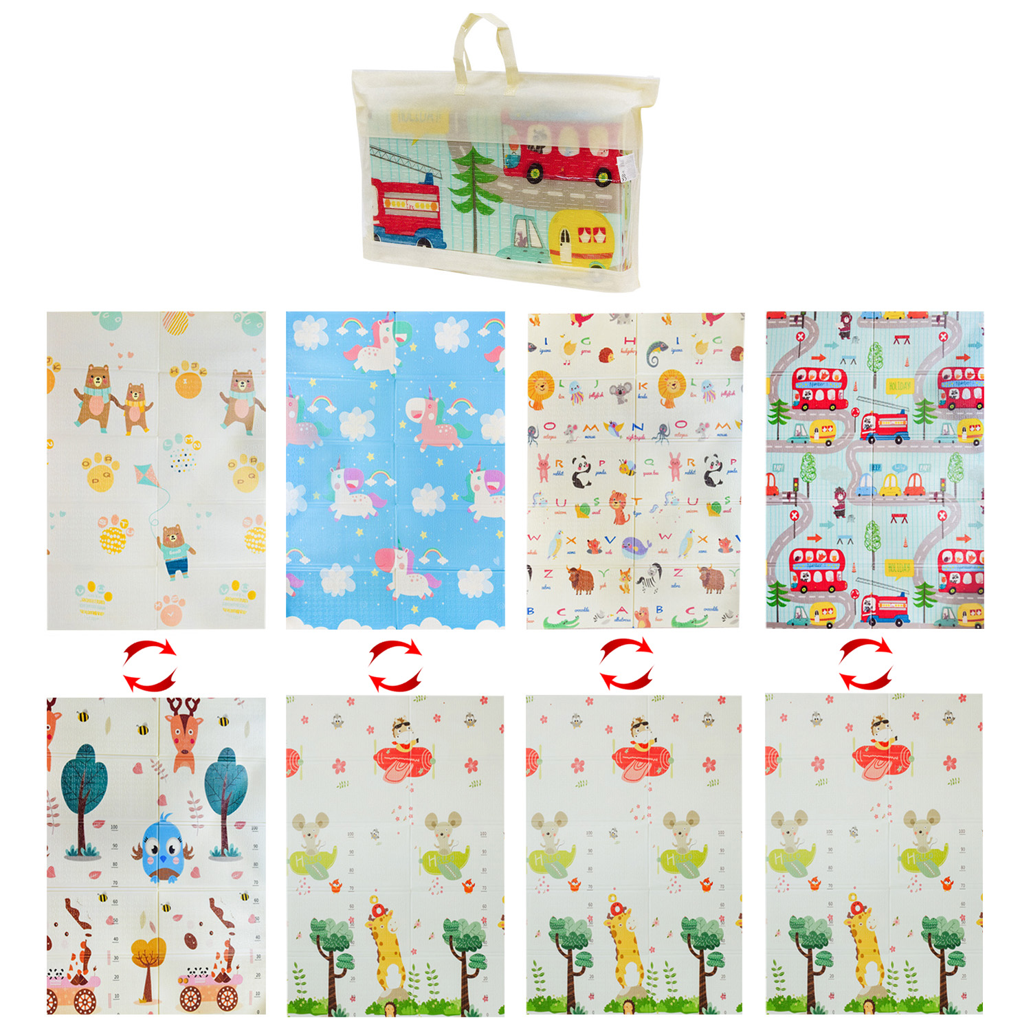 Килимок термо двохстор. арт. K6601 (30шт)складний, матеріал XPE, 4 види 120*180*0,8см, сумці(КІ)