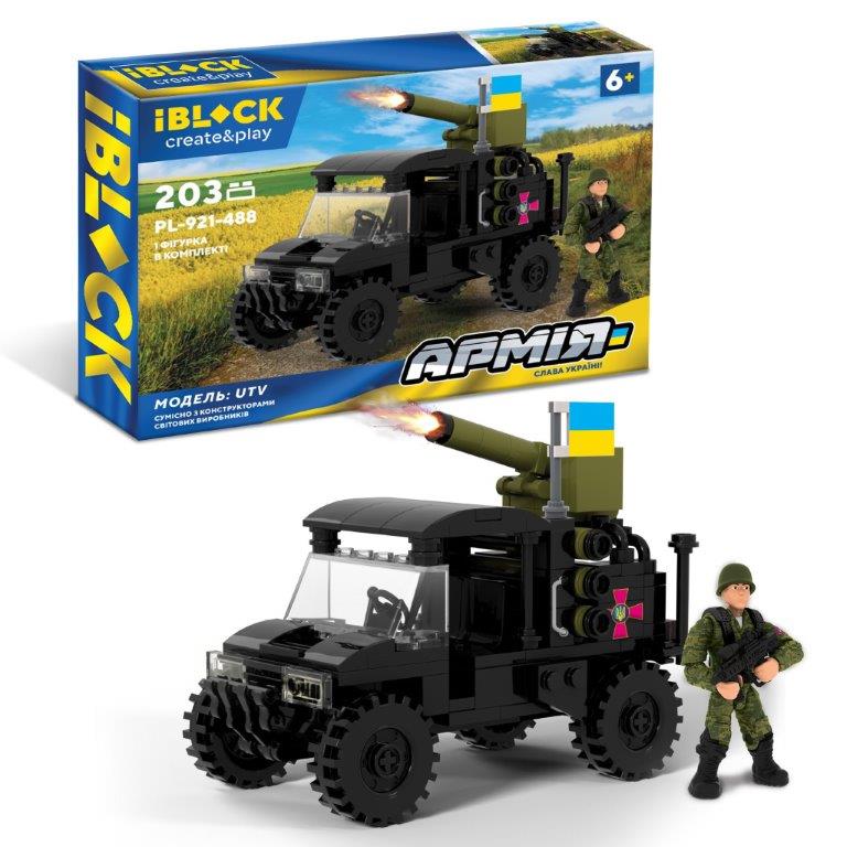 Конструктор IBLOCK арт. PL-921-488 (12шт) Армія, UTV, 203дет., 1 фиг у короб. 37,5*6*25*5см (КІ)