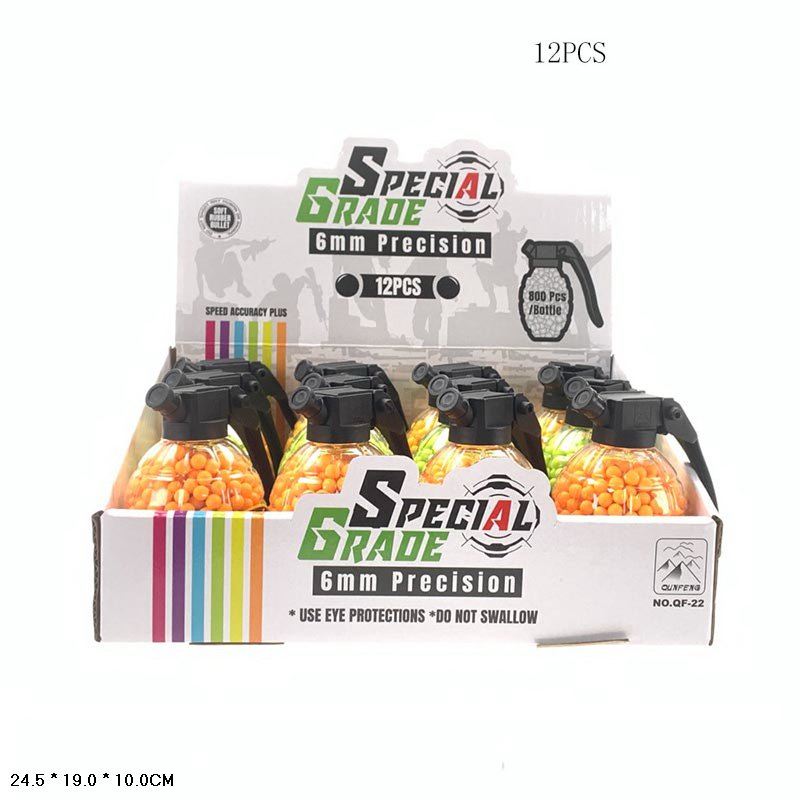 Кульки арт.QF-22 (288шт) 24дисп 12 баночок, у баночці 800 куль, диспл. 24,5*19*10см(КІ)