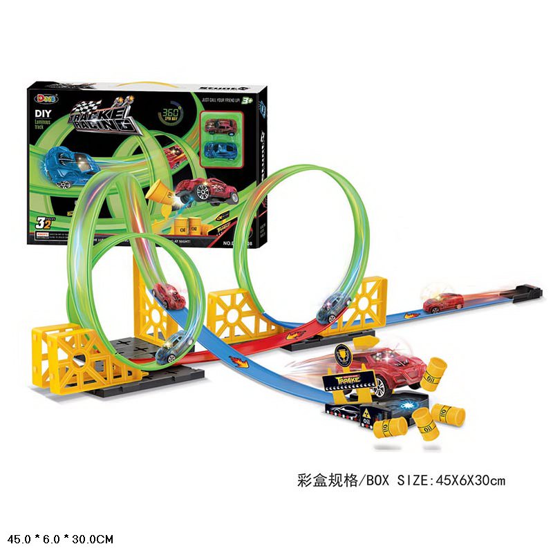 Трек арт. D663-408 (24шт/2)+2 машини,батар.,світиться у темряві,короб. 45*30*6см(КІ)