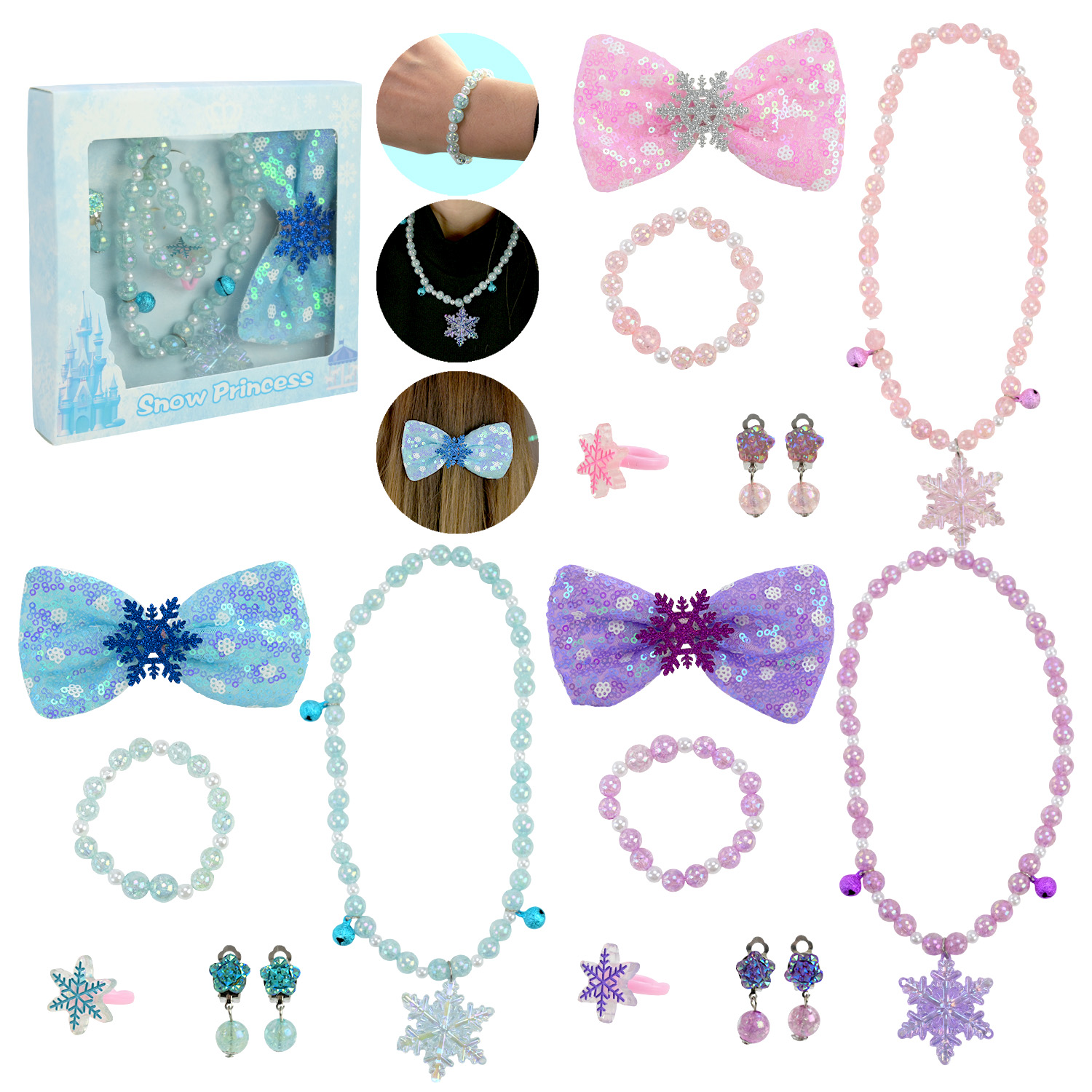 Аксесуари для дівчат арт. CN302 (300шт) 3 види намисто, заколки короб. 15*15*2(КІ)