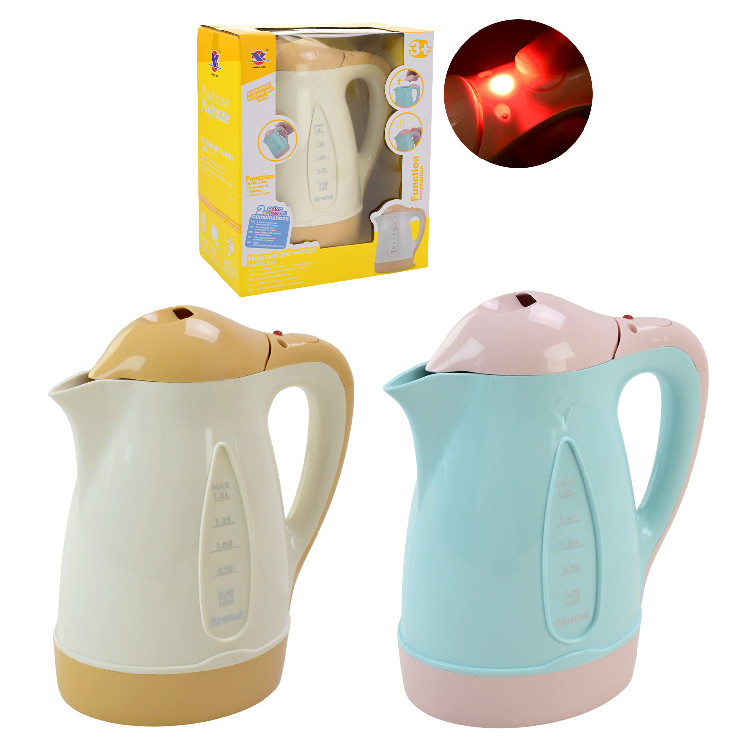 Побутова техніка арт. XS-25013(60шт/2)2 кольори,батар. світло, звук, чайник короб. 18*10*22(КІ)