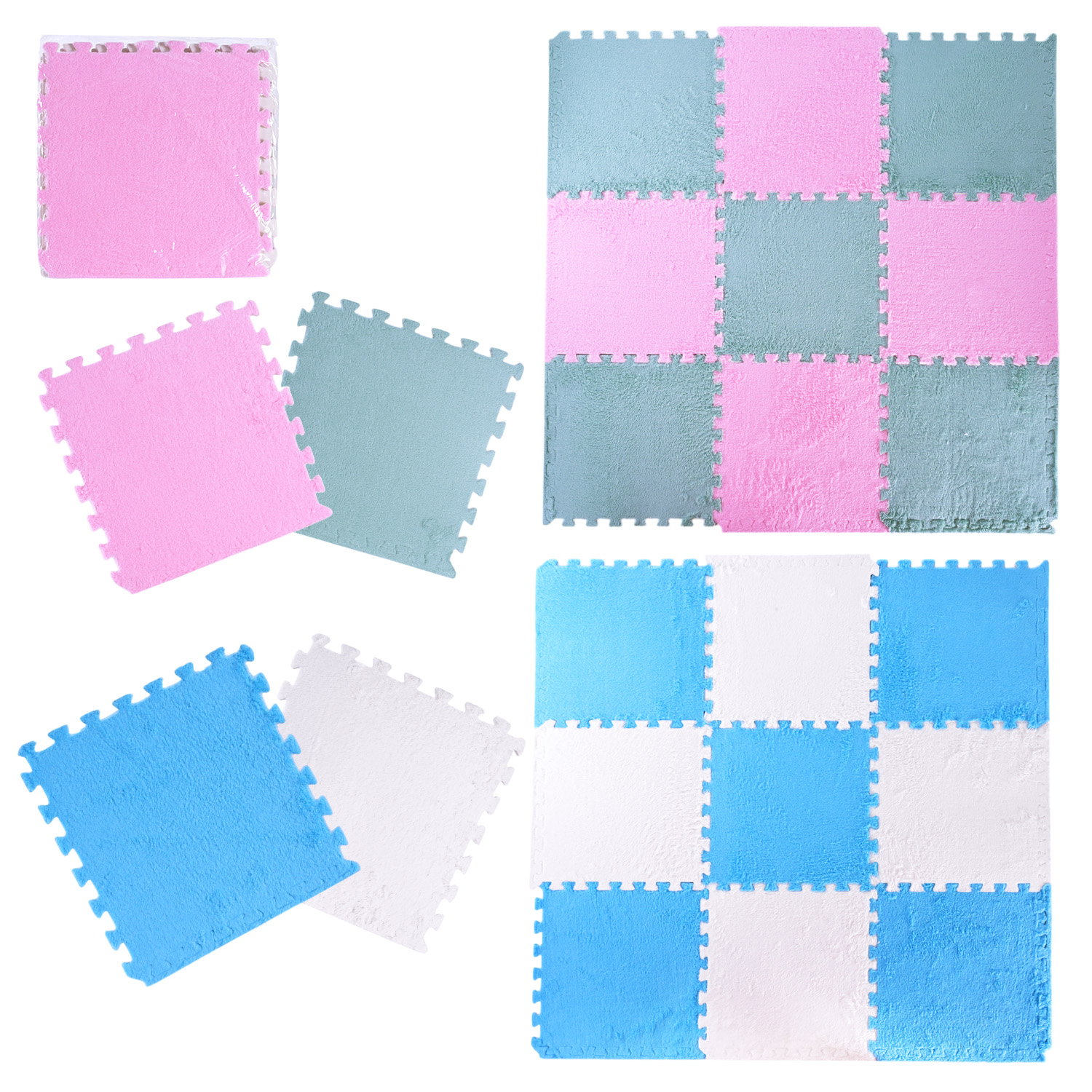 Килимок-пазл EVA арт. K9702 (30шт)плюшевий 30*30*0,6см 9 дет, набір 2 кольори,(КІ)