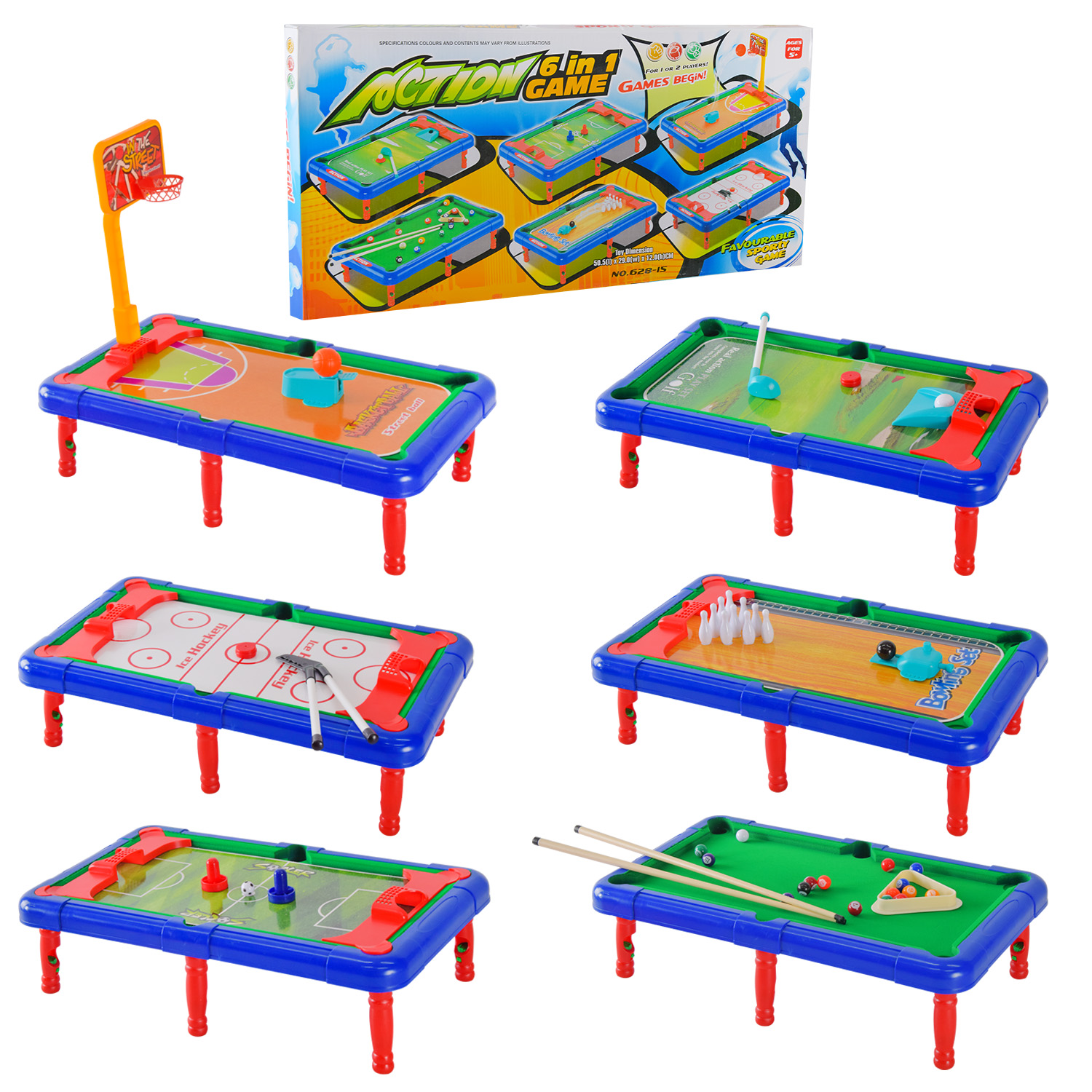 Настільний більярд арт. 628-15 (18шт) 6 в 1, короб. 32*30*5(КІ)