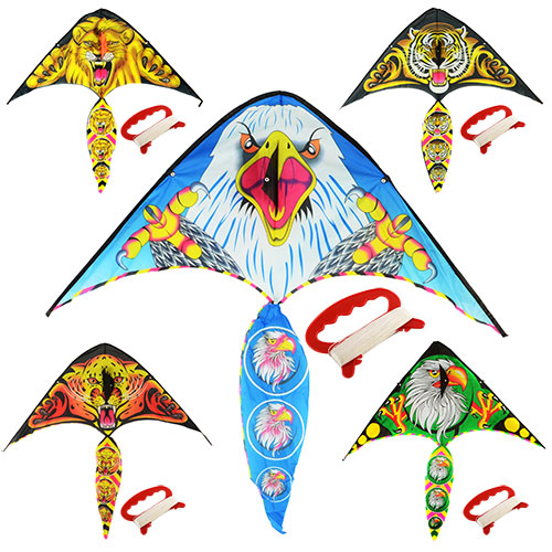 Повітряний змій M 2893 (100шт) ширина 100см, довжина 52см, хвіст 50см, струна 30м, тканина, 5вид, 