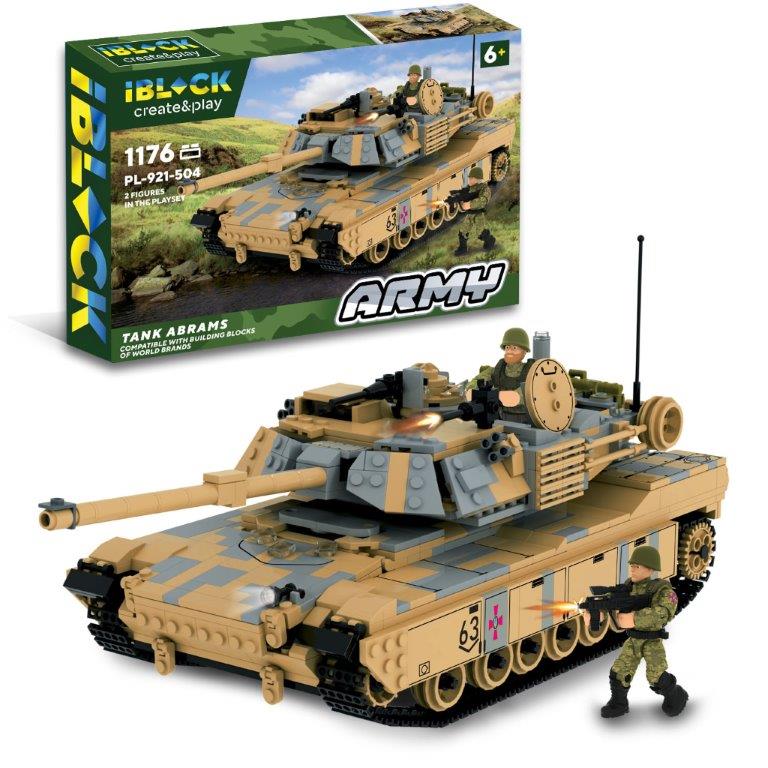 Конструктор IBLOCK   PL-921-504  (6шт)  Армія,M1 Abrams,1176дет.,2фігурки, короб. 63,5*43*9см(КІ)