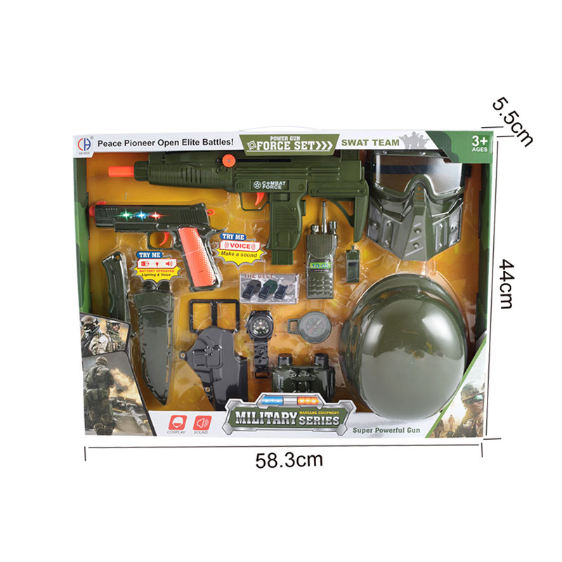 Військовий набір арт. CH850A-3 (12шт)  батар. світло,звук,зброя+асесуари, короб. 58,3*5,5*44(КІ)