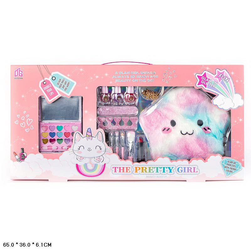 Косметика арт. 2610B (12шт/2)тіні для повік, лак,блиск для губ,аксес, смеховой сумочкой короб.(КІ)