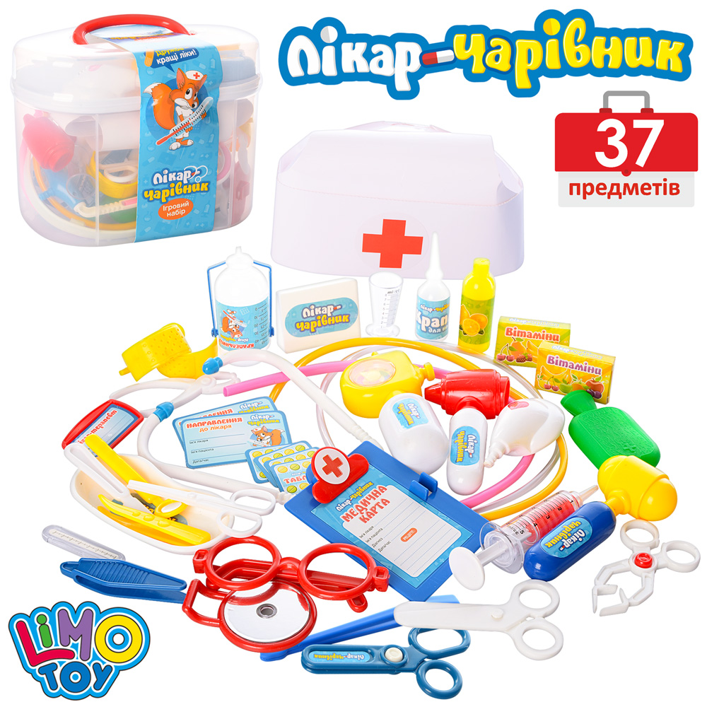 Лікар M 0461 U/R (24шт) стетоскоп, шприц, окуляри, 36 предметів, у валізі, 22-17-12см