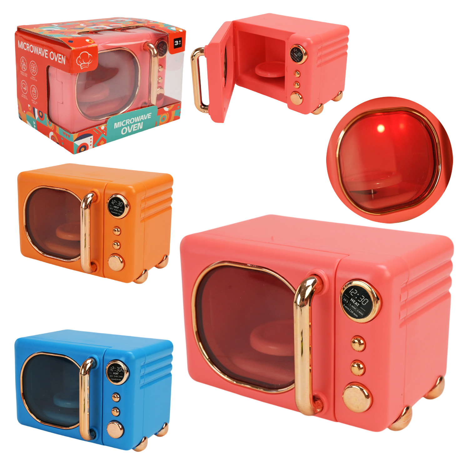 Побутова техніка арт. 6123 (72шт/2)  батар. мікрохвильова піч, мікс 3 кольори, світло, звук(КІ)