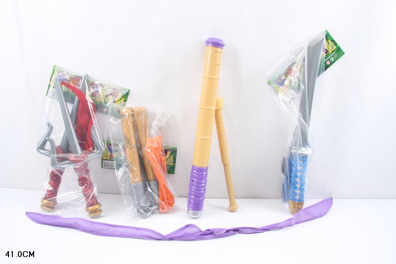 Набор оружия 09301 (168шт/2),4вида, меч,нунчаки,шест,парн кинж+маска,в пак41см(КИ)