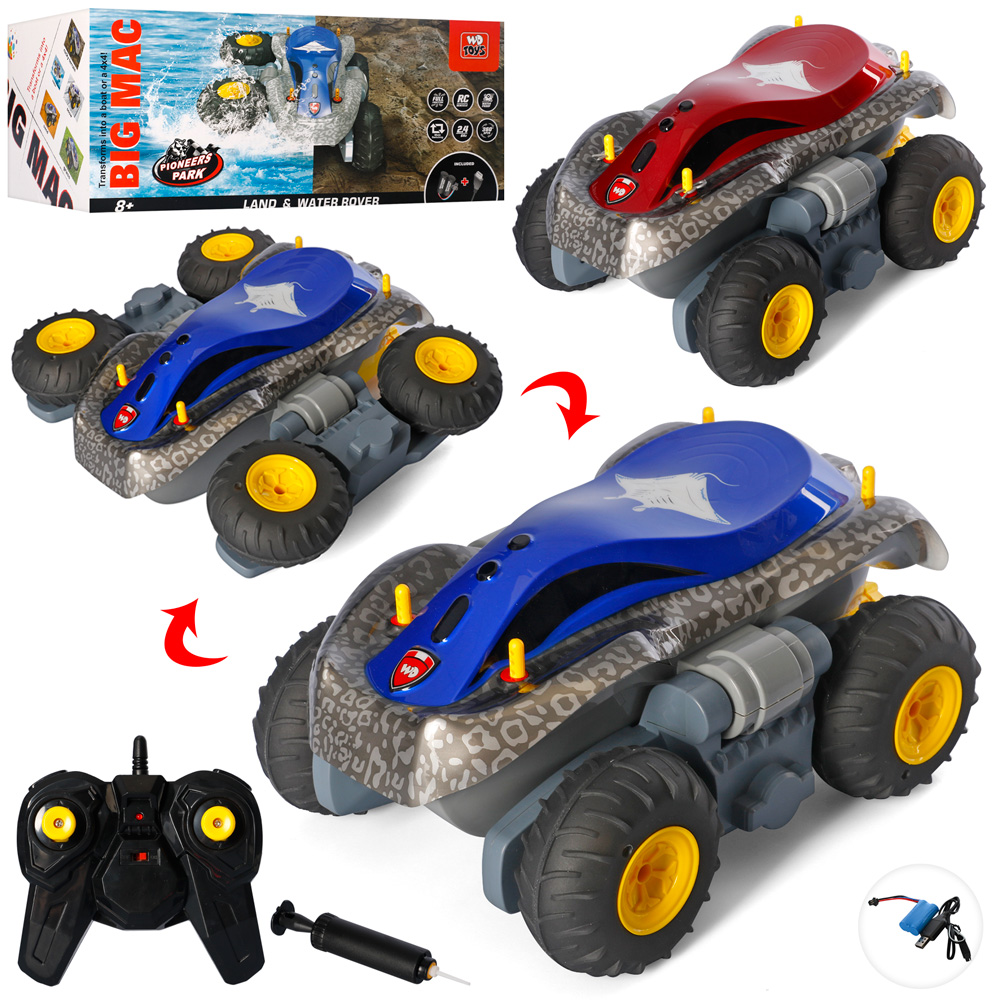 Машинка WD03-1 (4шт) р/у2,4G,аккум,трюковая,31см, ездит по воде,360, USBзар,2цв,в кор-ке,42-18-23см