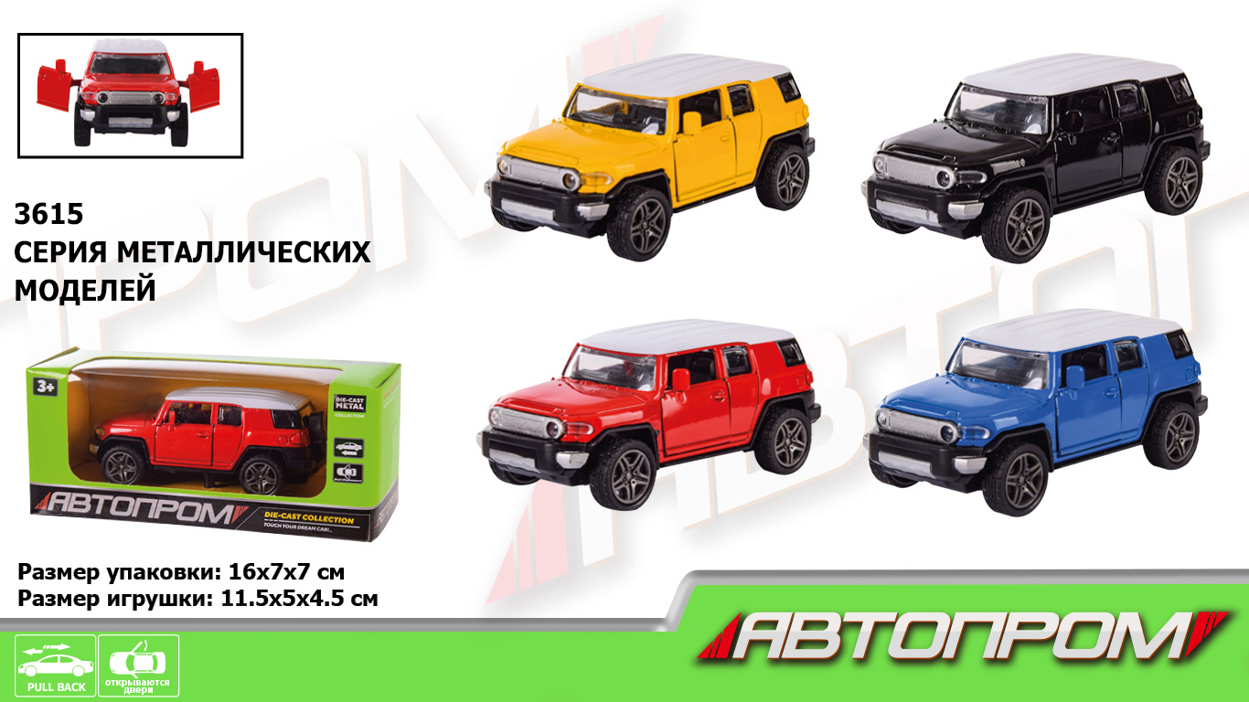 Машина мет.  арт. 3615 (96шт/4) 1:32,4 кольор., відкр.двері, короб.  16*7*7см(КІ)