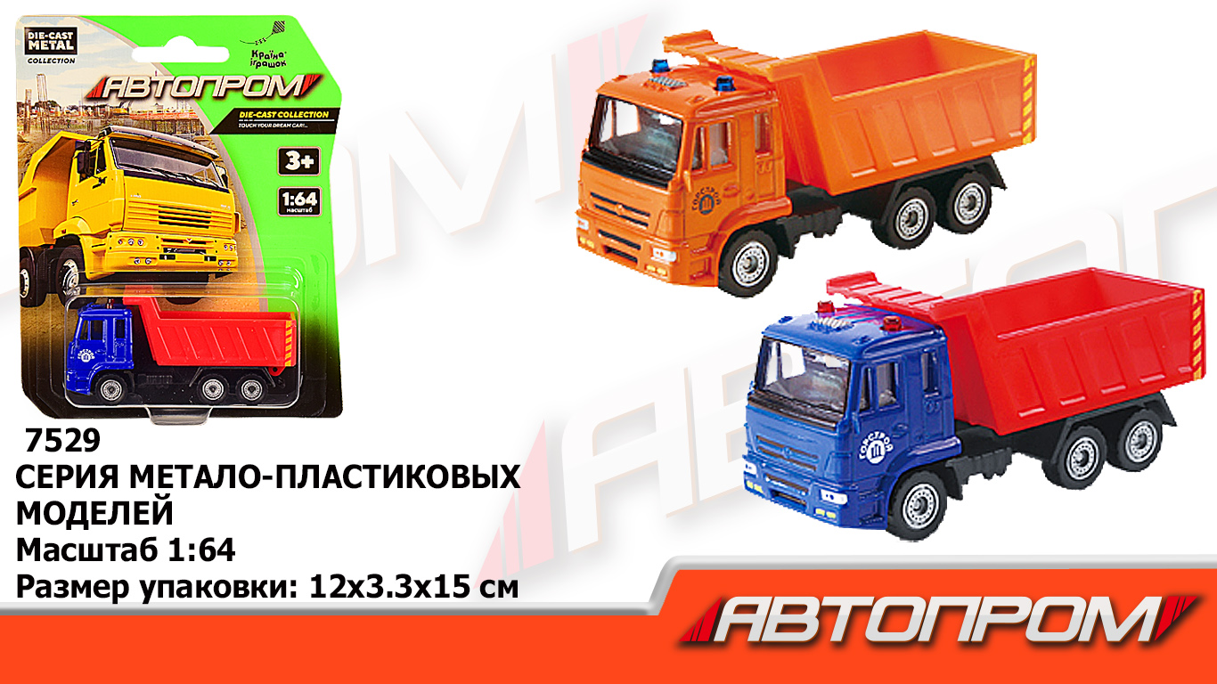 Машина металл 7529 (192шт/2) 1:64,2 цвета-микс в ящике,на планшетке 12*15см(КИ)