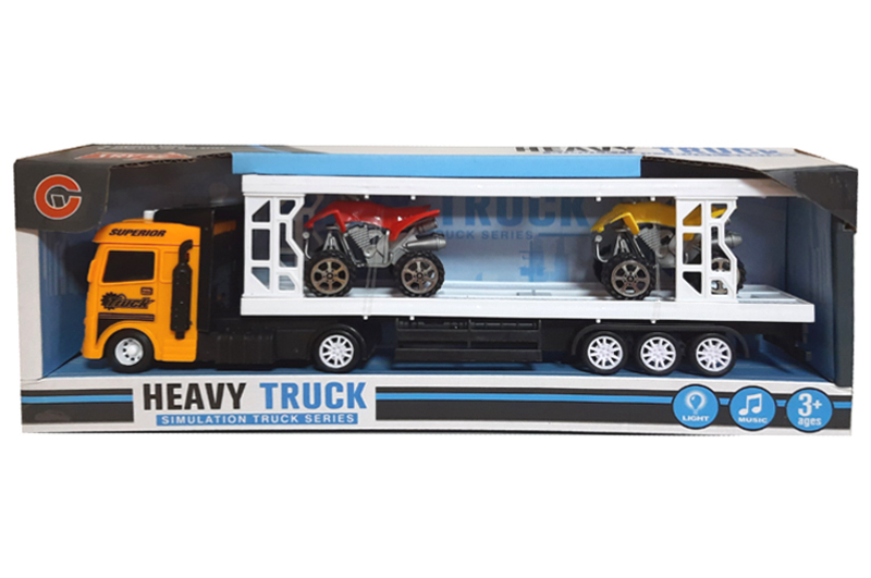 Автовоз інерційний з 2 квадроциклами озвучений, зі світлом, в коробці 99A6-3C р.35*7*12,5см(Мас)