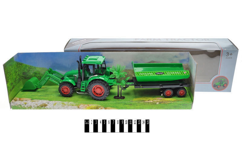 Трактор інерційний з причіпом, в коробці 323-83 р.46*10*12,5см.(Мас)	