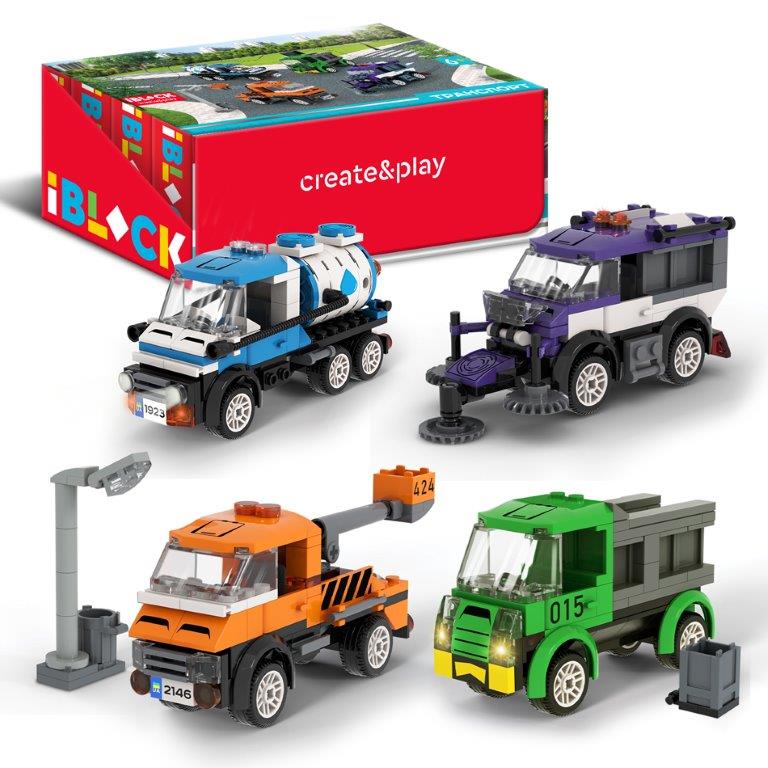 Конструктор IBLOCK арт. PL-921-472 (48ш) 6 диспл. по 8шт Міський транспорт, 96-142дет.,(КІ)