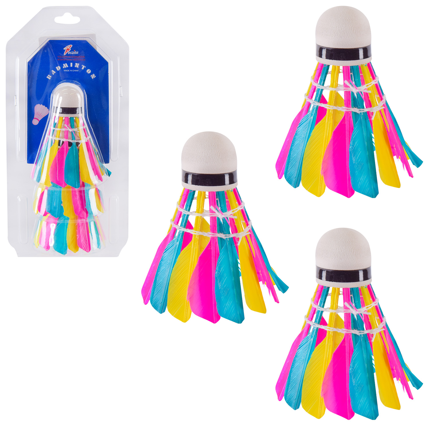 Воланчики E40394 (200шт) пір'яні кольорові, 3 шт під слюдою(КІ)