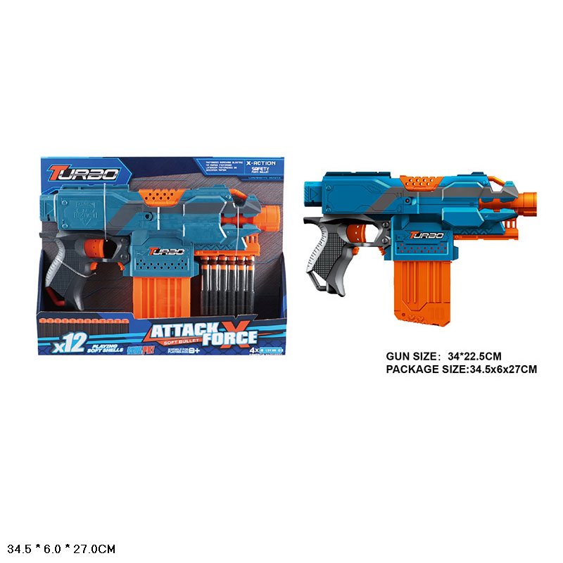 Автомат арт. BT345 (36шт/2)  батар. стреляє поролон. кулями,  короб. 34*5,6*27см(КІ)