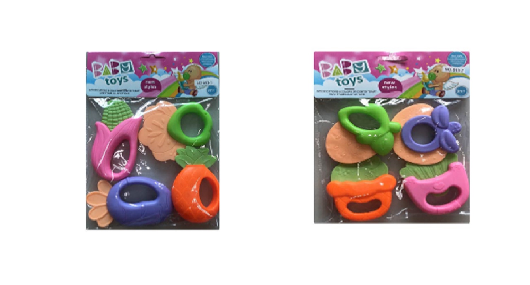 Брязкальце-прорізувач арт.618-1/2 (360шт/2) 2види мікс ,пакет 23*22см(КІ)