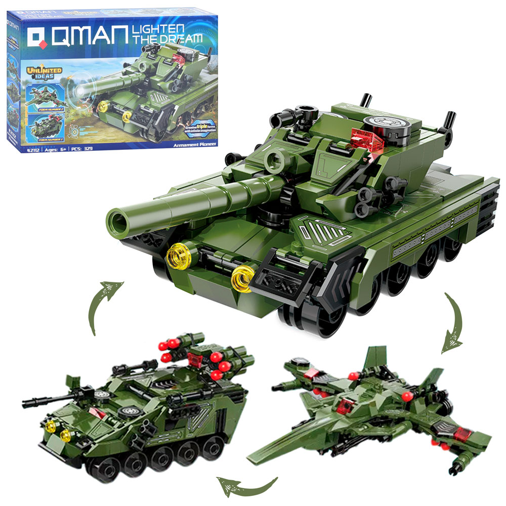 Конструктор Qman 42112 (32шт) 3в1 (військова техніка), 329 деталей., в кор-ці, 31,5-19-5см