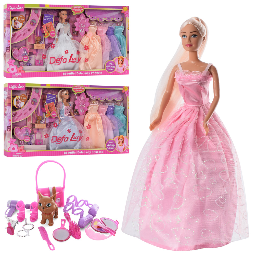 Лялька з вбранням DEFA 6073B (12шт) аксесуари, сукні, тварина, взуття, 3види, кор., 62-32,5-6 см.		