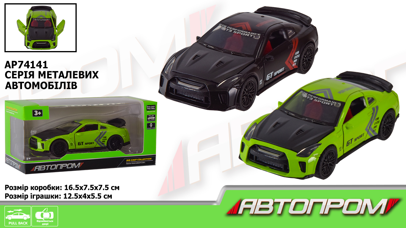 Машина мет. арт. AP74141 (48шт) 1:32,2 кольора,відкр.двері,багажник,короб.16,5*7,5*7,5см(КІ)