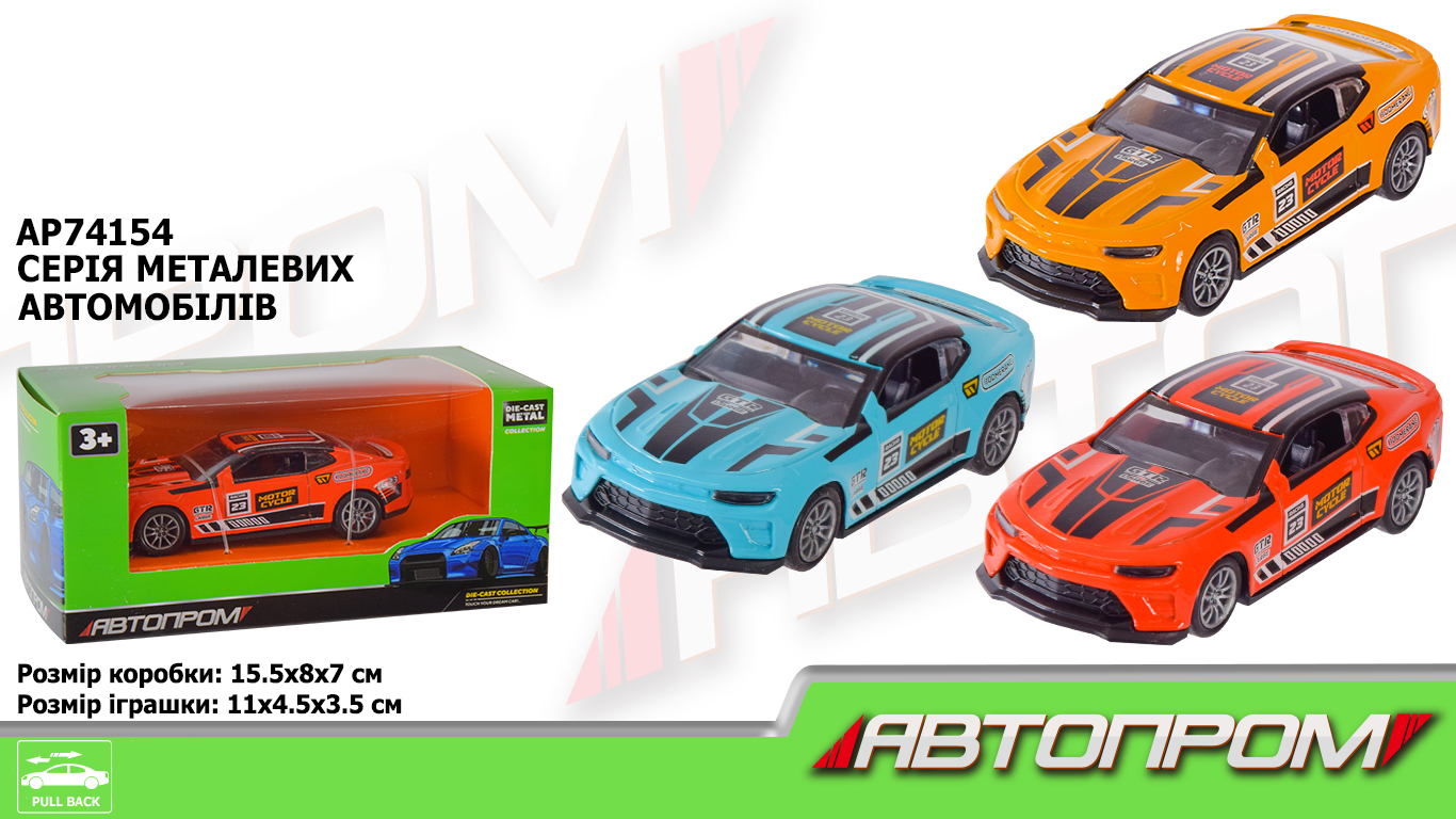 Машина мет. арт.  AP74154 (96шт/2) 1:36,3 кольора,короб.15*8*7см(КІ)