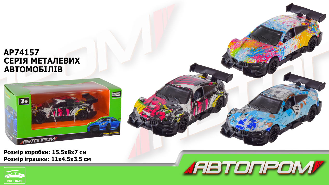 Машина мет. арт. AP74157 (96шт/2) 1:36,3 кольора,короб.15*8*7см(КІ)