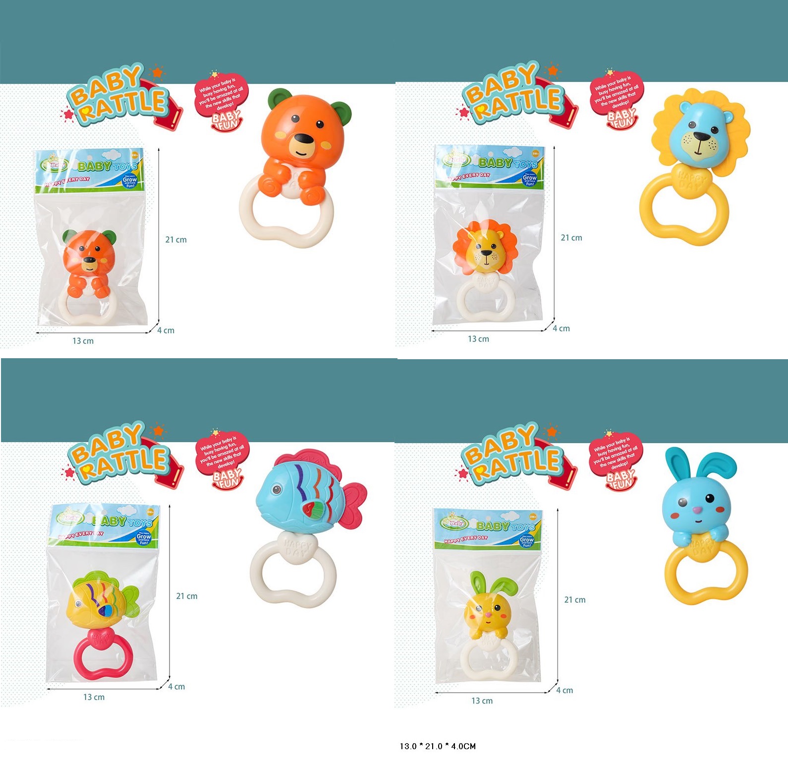 Брязкальце в ручку арт. 6101/2/4/5 (720шт/2) 4 види мікс, у пакеті 13*21*4см.(КІ)