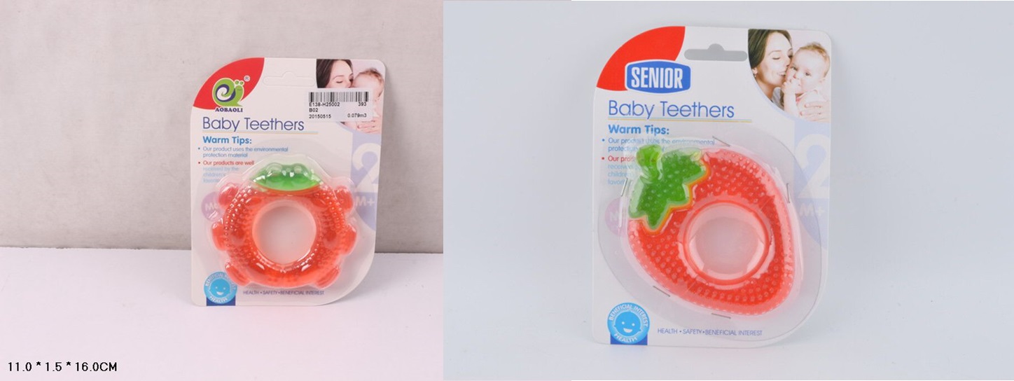 Брязкальце-прорізувач арт. B01/B02 (396шт/2) 2 види мікс, силікон з рідким наповнювачем,(КІ)