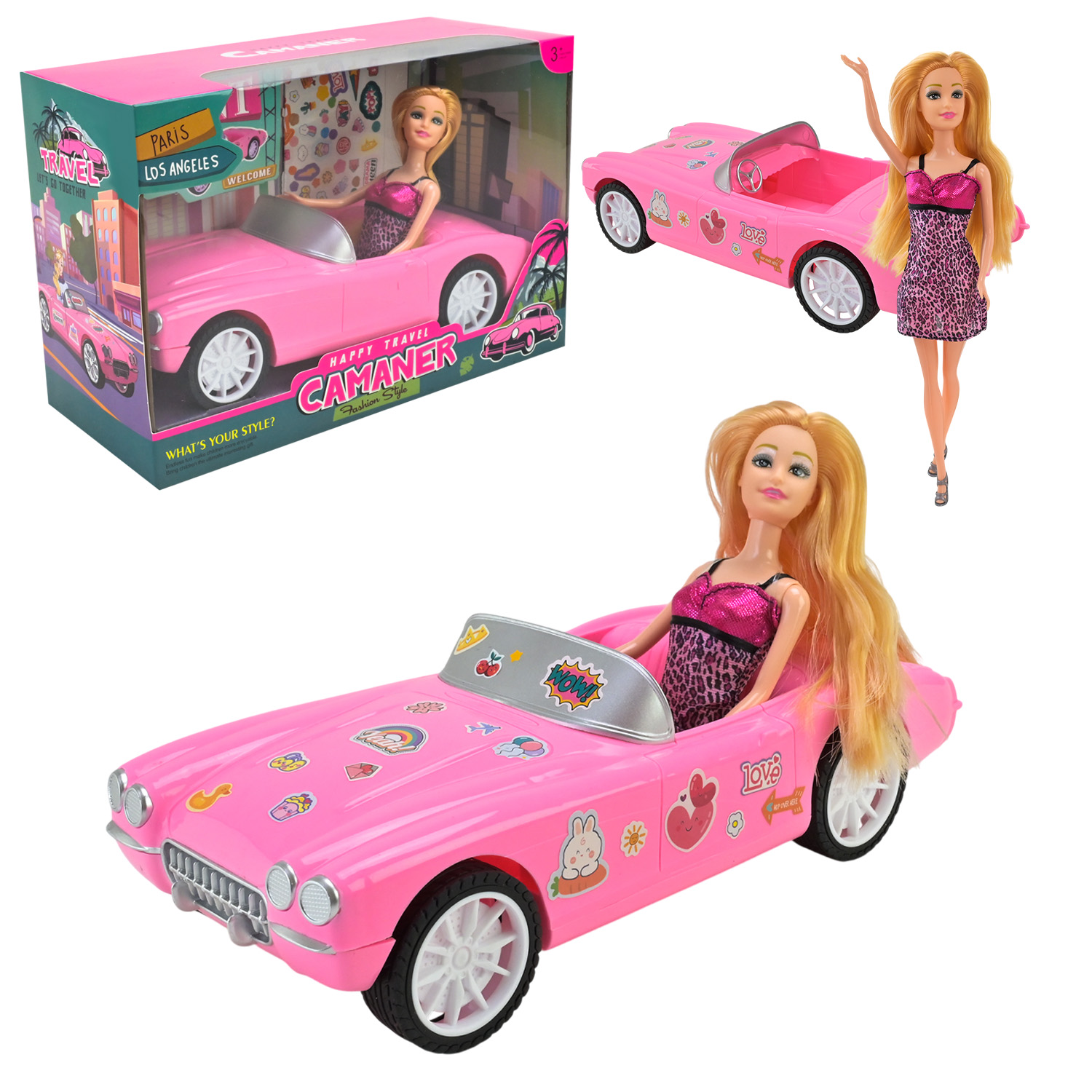 Транспорт для ляльок арт. KQ196 (36шт/2)   лялька типу Барбі, наліпки для прикрашання авто короб(КІ)