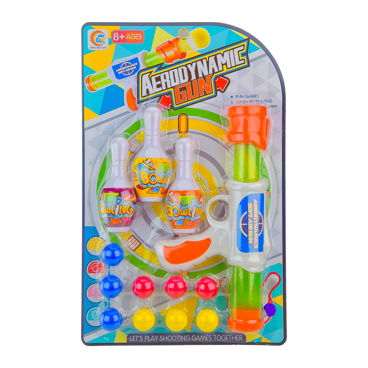 Зброя помпова арт. 688-13A (60шт/2) кеглі, кулі, планшет. 26,5*42см(КІ)