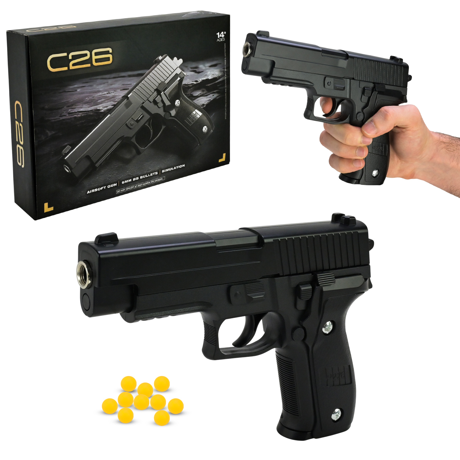 Пістолет мет. арт. C26 (24шт) кульки, у короб. 25,8*18,6*4,5 см(КІ)