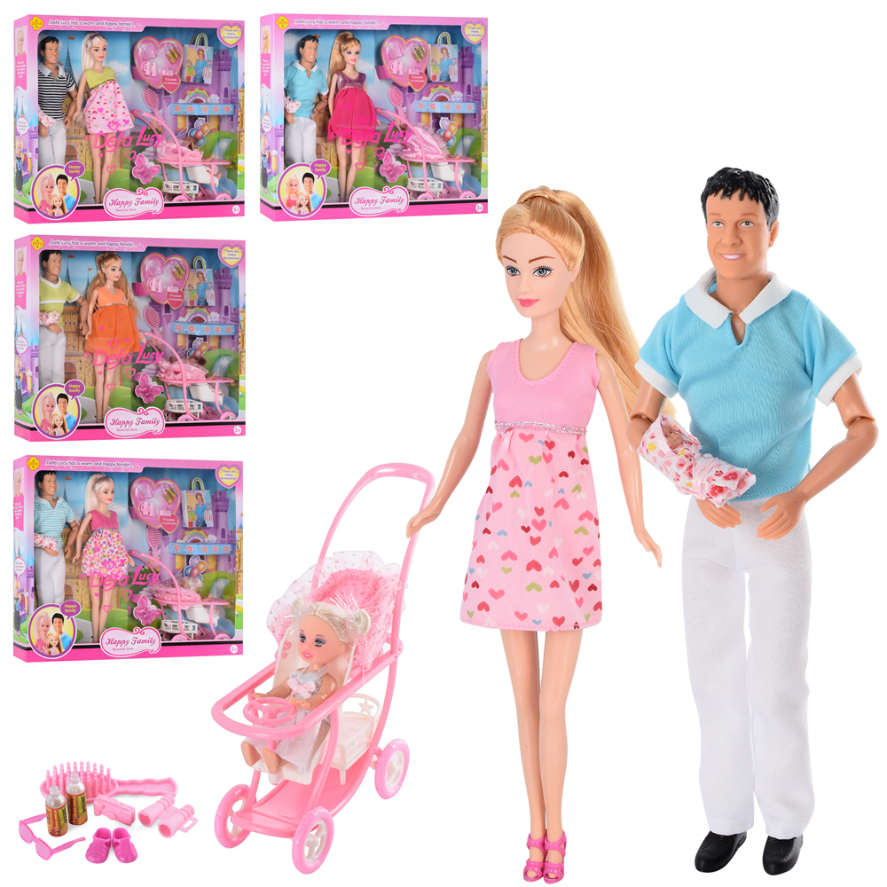 Лялька DEFA 8088 (12шт) сім'я (29см-вагітна, 30см), донька, пупс, коляска, аксесуари, 4в, кор, 41-34