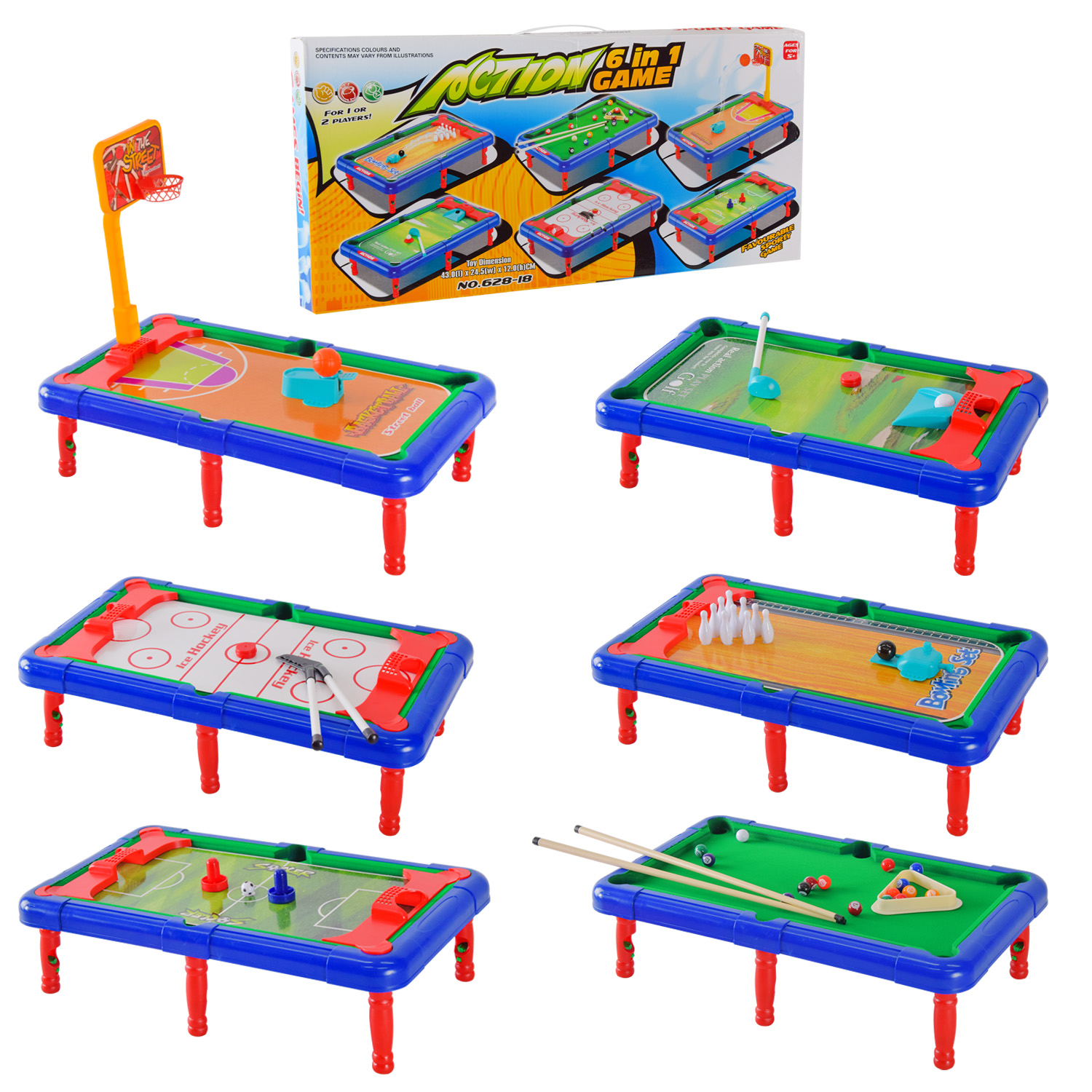 Настільний більярд арт. 628-18 (24шт) 6 в 1, короб.(КІ)