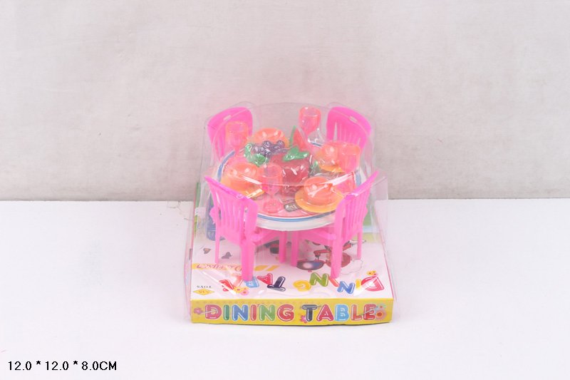 Меблі набір арт. 947 (144шт/2) стіл, стільці, продукти слюда 12*12*8см(КІ)