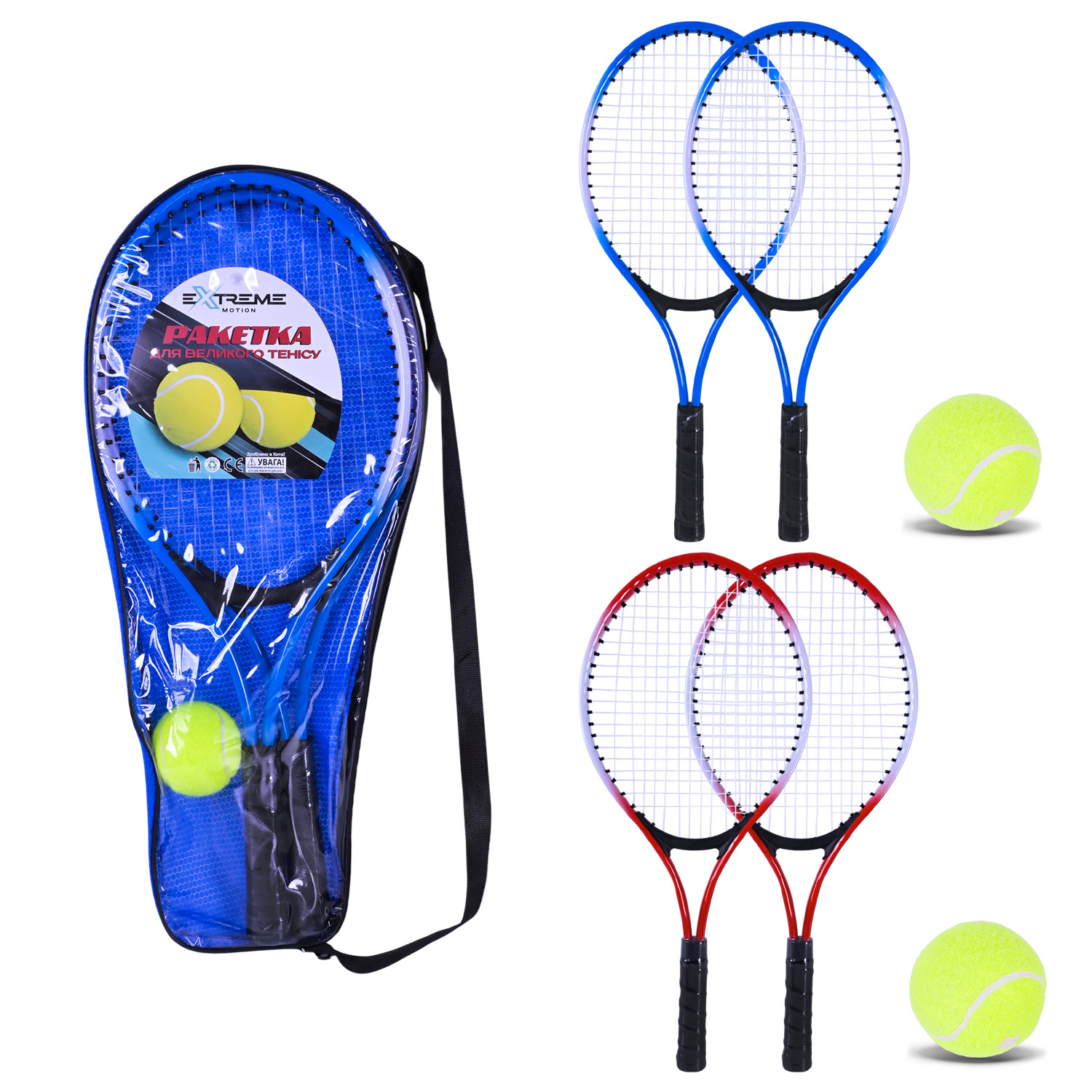 Набiр для великого тенiсу арт. TT24202 (30шт) 2 ракетки в сумці(КІ)