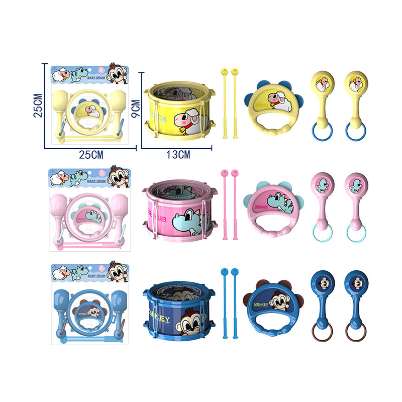 Інструменти муз.  арт. 8043 (96шт/3)3 кольори мікс, маракеши, бубон, барабан, пакет 25*25*9см(КІ)