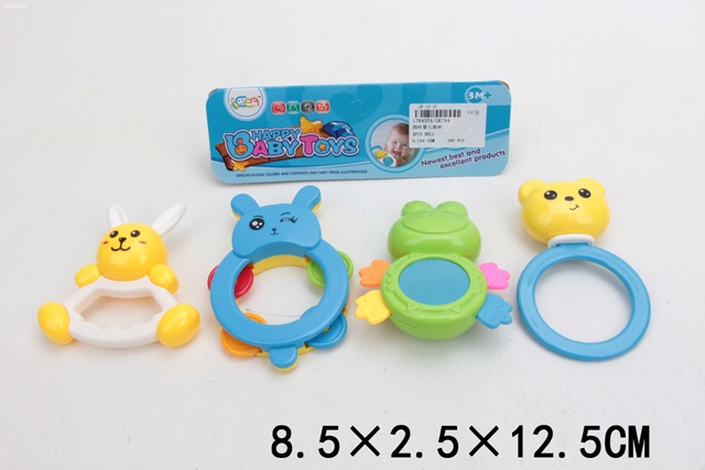 Погремушка в ручку GK744 (1784334) (180шт/2) 4 штуки в пакете 8,5*2,5*12,5см(КИ)