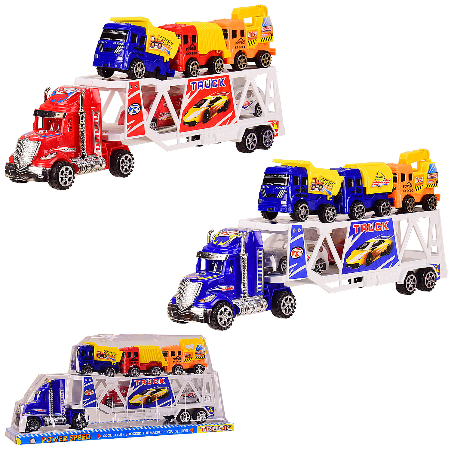 Трейлер инерц 6612-2 (60шт/2) 2 цвета,под слюдой 43*10.5*18.5 см, р-р игрушки – 41*7*10 см(КИ)