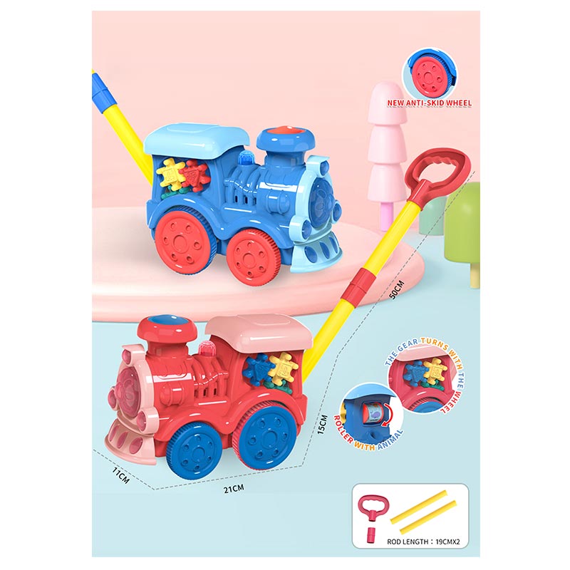 Каталочка арт. 8525 (48шт/2)потяг на паличці, 2 кольори мікс, р-р ручки 50см, пакет 21*11*15 см(КІ)