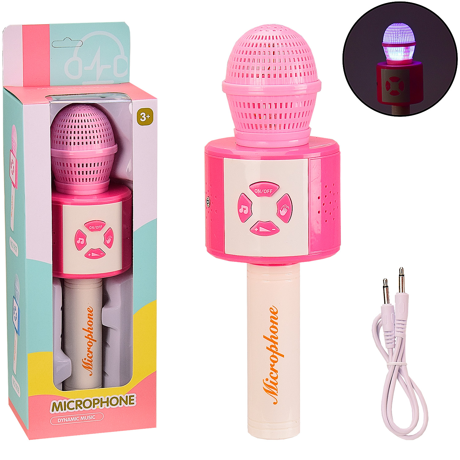 Микрофон 1907(1884450) (96шт/2)батар,свет,звук,караоке,заряд., в кор. 10*8*31см, р-р игрушки – 7.5*