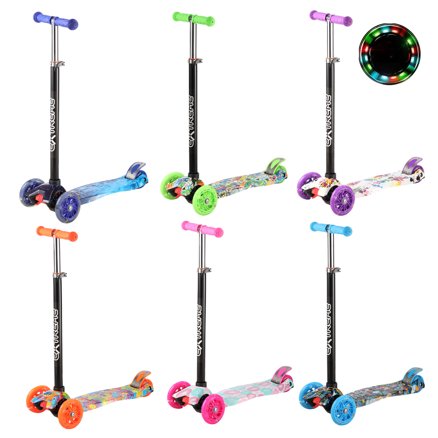 Самокат дитячий 4-х коліс. арт. SC25103 (10шт) MAXI 4 колеса, світ PU,6 видів в пакеті(КІ)