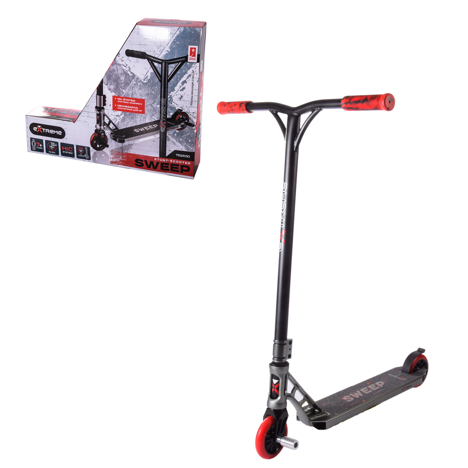 Самокат трюковий 2-х коліс. арт. TR21010 (4шт) СІРИЙ,Extreme Motion SWEEP,колеса PU 110мм,(КІ)